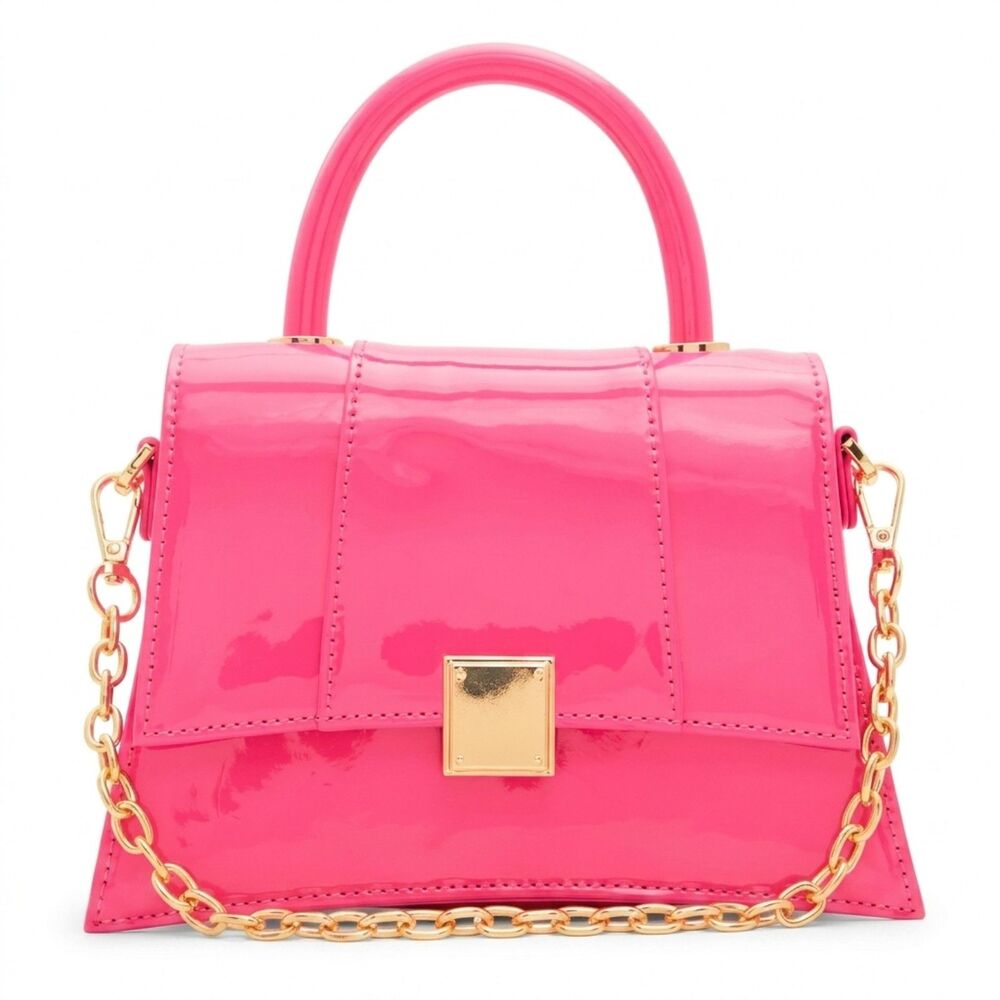 ALDO Bag Top Handle/Satchel/Crossbody Golden Chain Pink Vernis Kindraxx NEW NWT